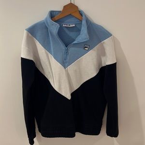 Women’s Medium Vintage Fila Embroidered Logo 1/4 Zip